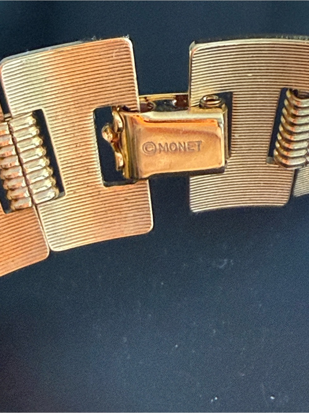 Vintage Monet Cleopatra Choker statement Black Enamel Gold Tone -18” Long EUC - Picture 3 of 7